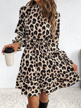 Leopard Print Long Sleeve Mini Dress